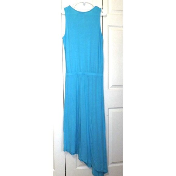 Fresh Produce  L ARIA Aqua Elastic Waist Tank Maxi Dress Asymmetrical Hem New - Picture 3 of 10